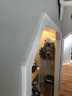 Dust left on door trim