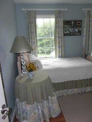 Tablecloth, bedskirt and curtains for guest bedroom