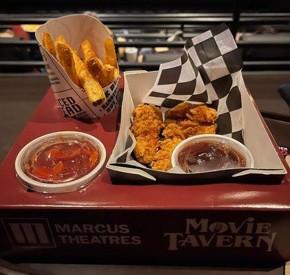 Kids menu - Chicken tender (With BBQ Sauce) with beautifully seasoned fries.