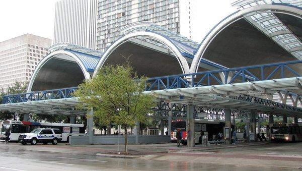 This is the main bus terminal downtown (covered for the elements) with the Ridestore located practically adjacent to it.