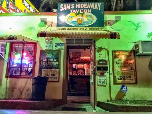 Sam's Hideaway at the south end of Krome Avenue is a classic, authentic dive bar of the first order, a step back to a simpler time.