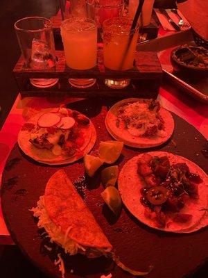 Monday Special: 4 tacos of your choice and a flight of margaritas