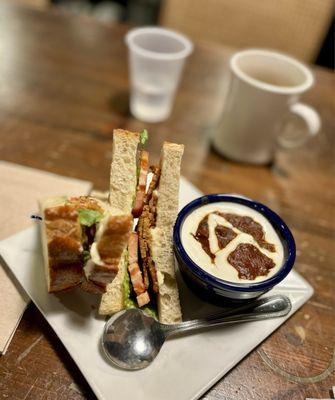 It's all about the presentation--and taste! TLT (Tempeh Bacon, Lettuce & Tomato) and Cup of Chili