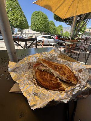 Jalapeno Popper Grilled Cheese- outdoor dining area