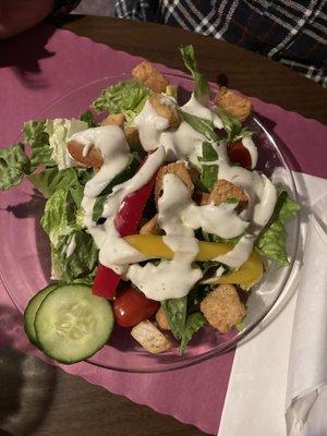 My wife's salad. I'm having a liquid dinner tonight after a big lunch.