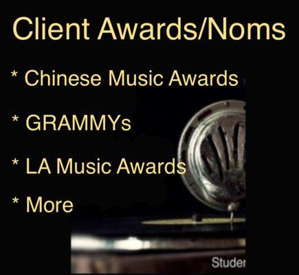 Awards and nomination of student and ex-students at Singing Lessons San Francisco.  All were voice lessons clients.