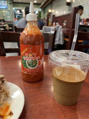 Vietnamese coffee and hot sauce