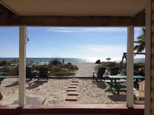 View of the beach from the courtyard!