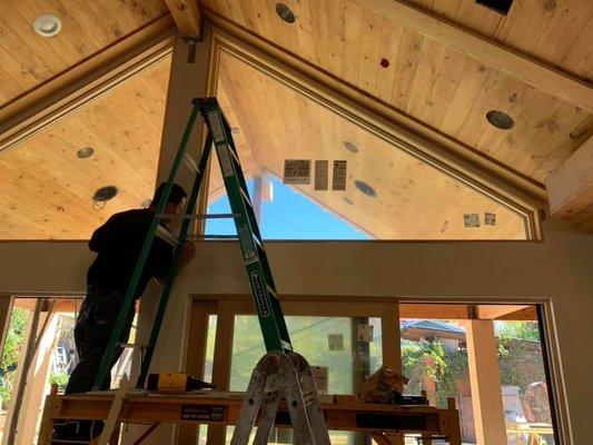 Here there interior of wood clad windows we've jammed and cased with stain grade real wood