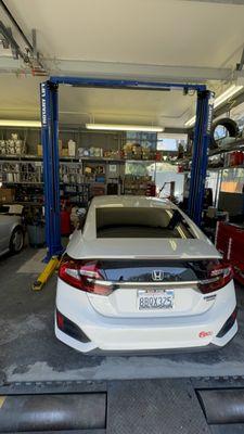 Honda clarity hybrid in for service