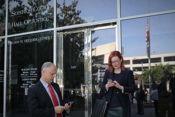 Criminal Attorneys Richard Weese and Tennille Duffy out side San Jose Courthouse