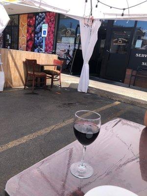 Wine and outside seating