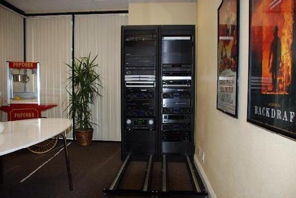 Audio Video Rack with pull out rails for servicing . Very Clean and can hold great Products . See other photos for wiring.