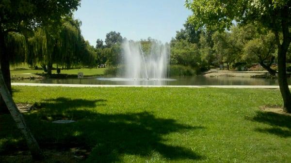 Pond with water spout