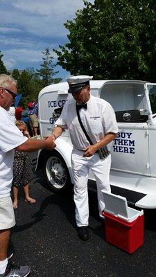 Vintage Good Humor ice cream truck hete at Woodside to  hand out ice cream  to all.