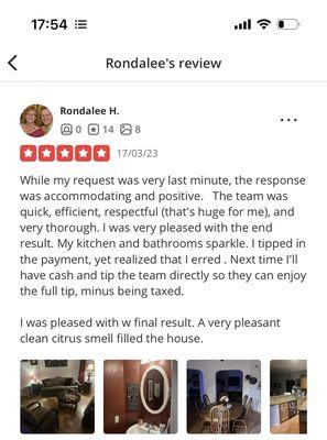 Rolandee's review for our Brazilian standard cleaning. IYKYK !!