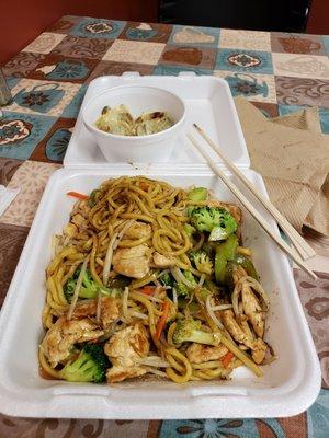 Lo Mein special of the day with dumplings