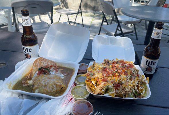 Enchilada style "al pastor" burrito & super chicken nachos... BOMB!!