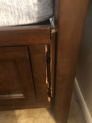 Bed frame snapped- board completely separated from bracketz