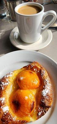 Apricot pastry and coffee