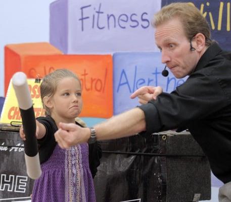 Fun magic during one of John's assemblies!