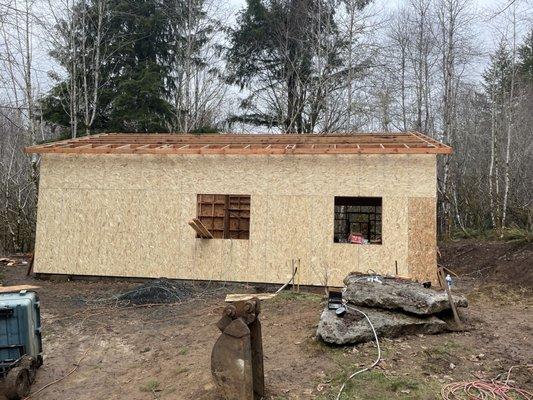 Beginning of pole barn.