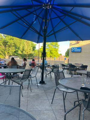 Outdoor patio in evening shaded