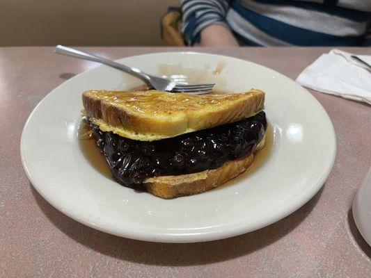 French Toast with blueberry pie filling. Lots of filling!