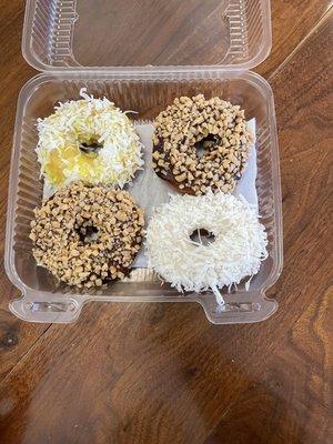 Lemon coconut donut, maple heath bar donut