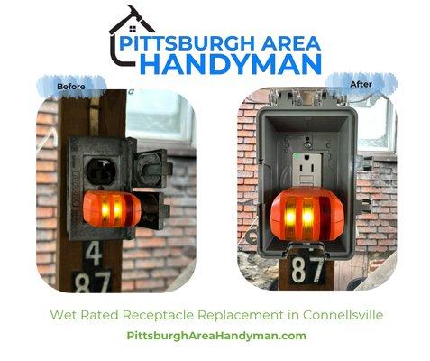 Wet Rated Receptacle Replacement in Connellsville

Get your estimate today!
https://www.pittsburghareahandyman.com/estimate-page