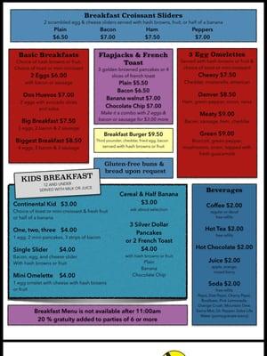 Breakfast menu!! Weekends 9am-11am!  Breakfast with Santa on weekends til Christmas 9:30-11:30!