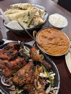 Tandoori Chicken, Butter Chicken, Garlic Naan