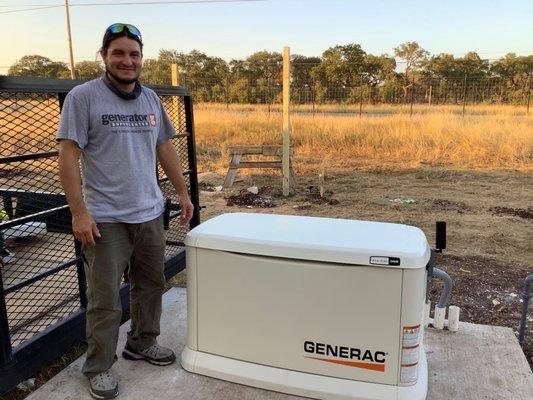 Vico, the Master Electrician for Generator Supercenter of Austin, after a generator installation in Buda.