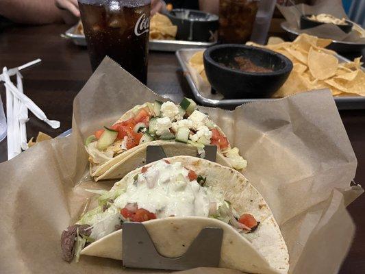 Greek Taco and Carne Asada