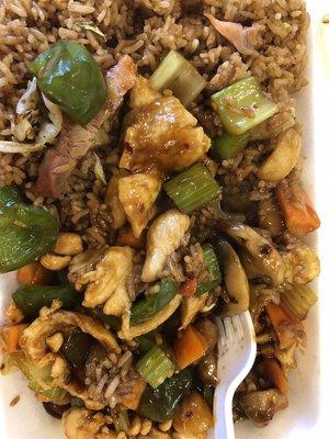 Kung pop chicken with fried rice