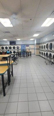 Regular dryers king size dryers monster dryers baskets folding tables very clean for those that like to do their own.