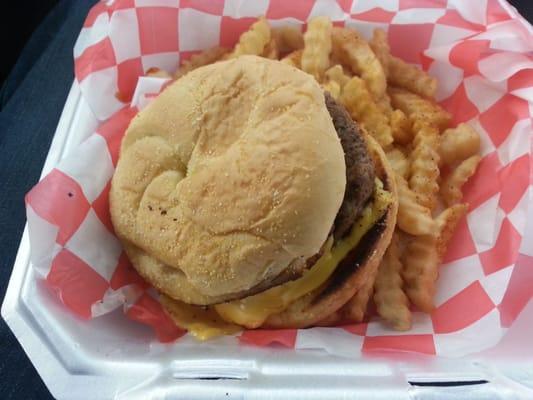 Cheese burger and fries