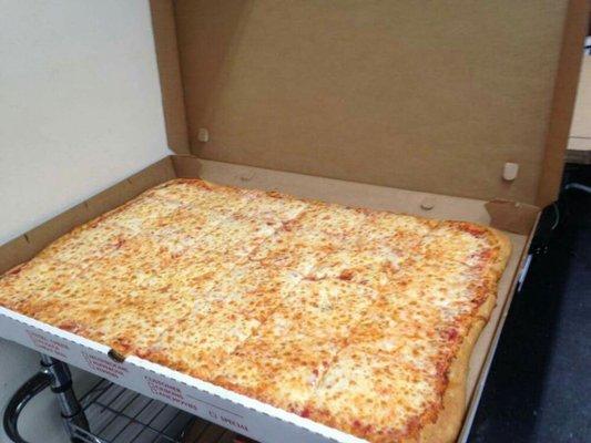 Party pizza 24 slices. $20.99 for cheese and $3.50 per topping.