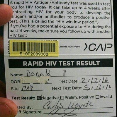 HIV NEGATIVE!!