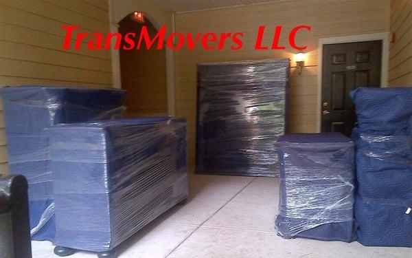 We always protect every piece of furniture with thick moving blankets and stretch wrap plastic.