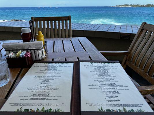 Food menu with view.