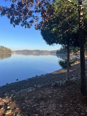 Morning over the lake at winter water levels.