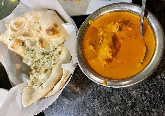 Butter Chicken with garlic naan