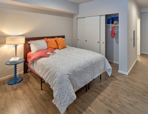 Bedroom at The Maverick Apartments, Burien, WA