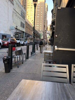 sidewalk seating on Sansom