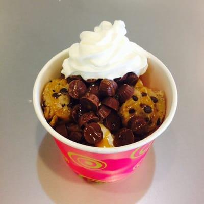 Caramel pretzel flavor with a million toppings.