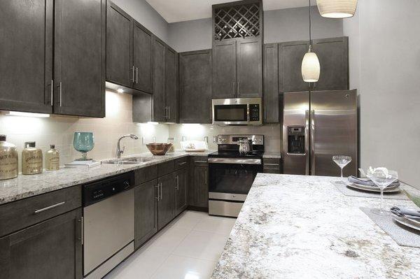 Fully-equipped kitchen with built-in wine rack