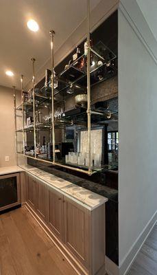 Antique mirror in wet bar