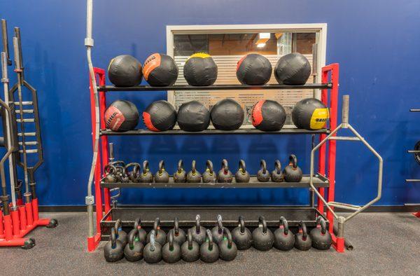 Kettlebells, Med balls, and wall balls galore!