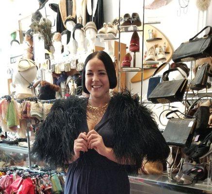 Ostrich feather capelette I had to have!